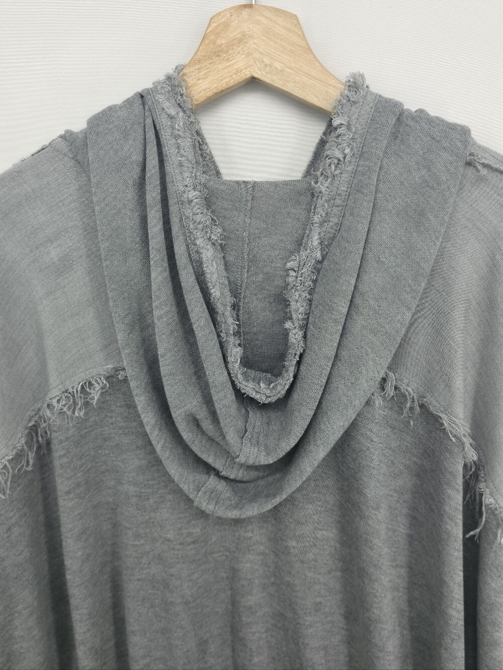 Free People Movement Windy Meadow Hoodie Heather Gray Frayed Oversized Large - Picture 12 of 15